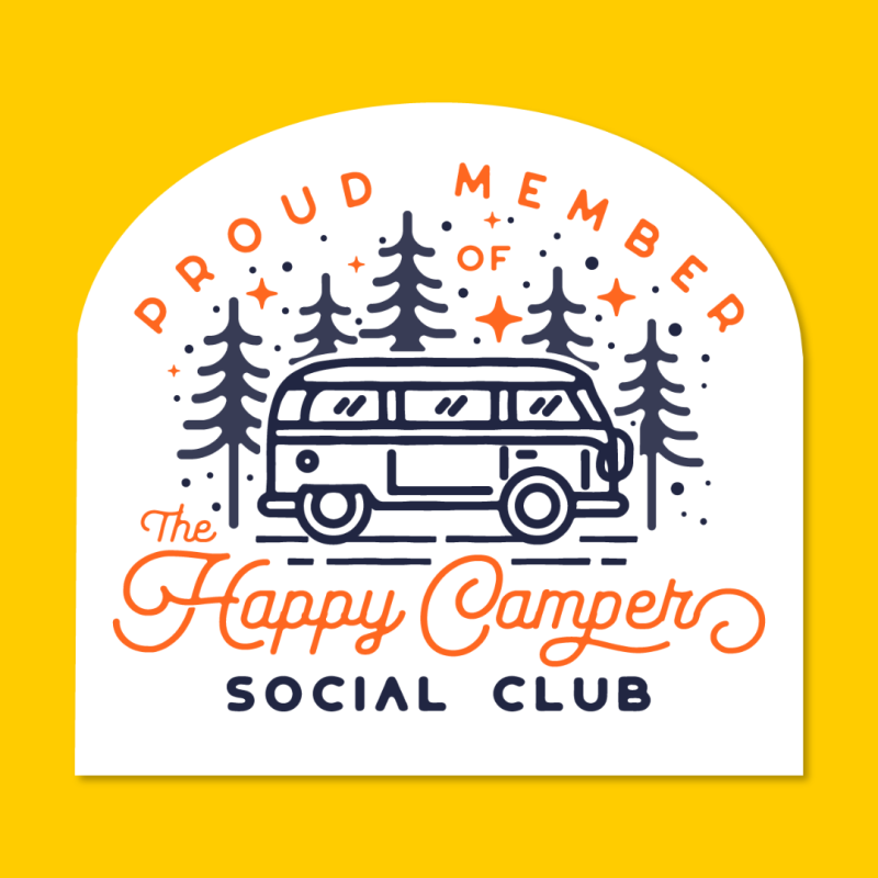 happy camper social club sticker