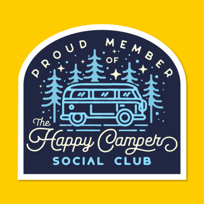 happy camper social club sticker