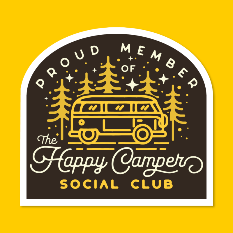 happy camper social club sticker