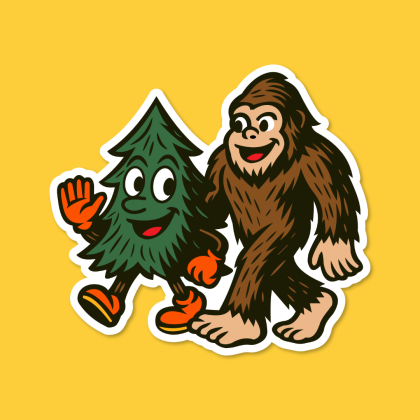 Pacific Northwest sticker bigfoot sticker sasquatch sticker pine tree sticker