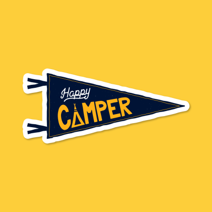 Happy Camper Pennant Sticker, Pacific Northwest sticker,